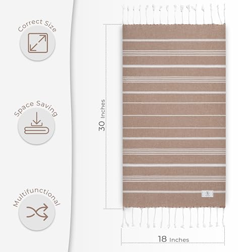 Ossano Turkish Cotton Hand Towels - 18" x 30" Set of 2 - Light Brown