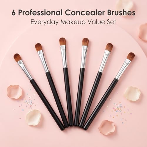 Exclaith 6-Piece Flat Concealer Brush Set for Eyeshadow and Makeup