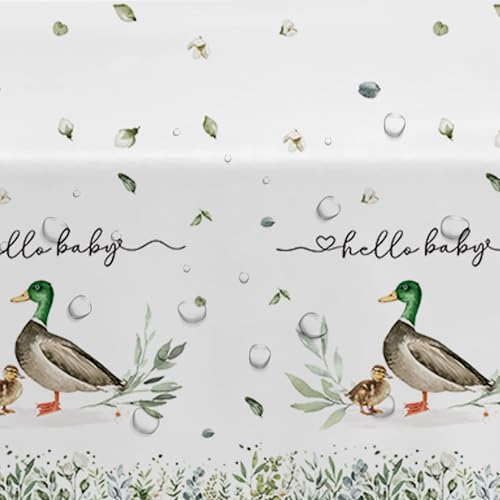 Mallard Duck Baby Shower Tablecloths - 3 Pack, 55 x 86 Inch Disposable