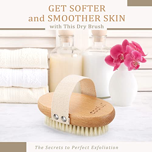 SURDOCA Dry Body Brush, Natural Boar Bristle Exfoliating Shower Scrubber