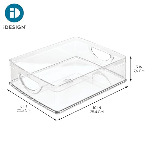 iDesign Stackable Clear Plastic Pantry Storage Bin with Handles