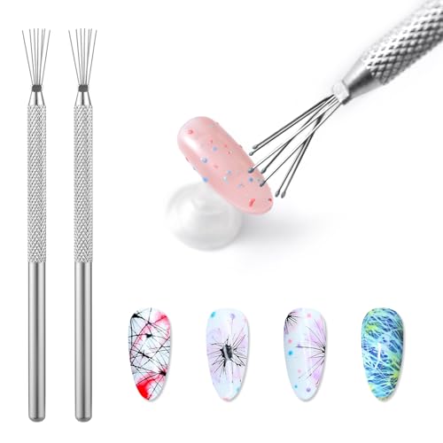 KADS 7-Pin Stainless Steel Nail Art Liner Tool Set for Precision Manicures
