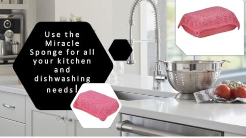 Superio Microfiber Scrubbing Sponge - Red Extra Power Kitchen Dish Sponge 1 Pack