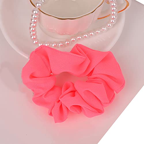 Leadigol 8 Pack Neon Hair Scrunchies Elastic Chiffon Hair Ties