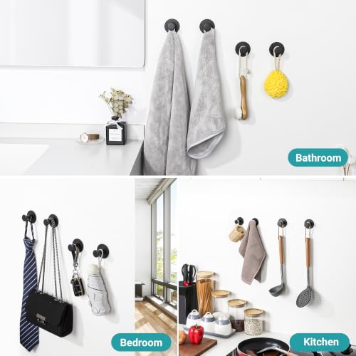 SAYAYO Matte Black Adhesive Wall Hook - Round Heavy Duty Stainless Steel