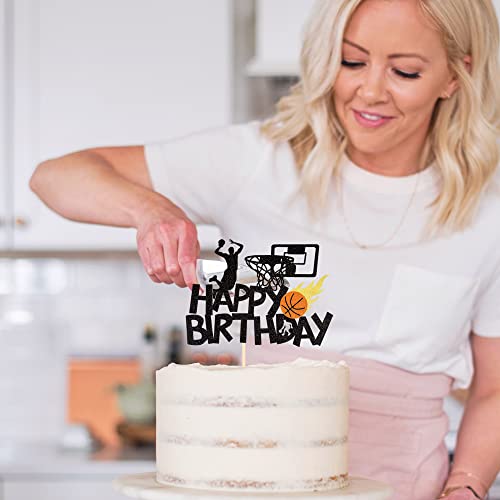 Basketball Birthday Cake Topper - Glitter Sports Theme Decor