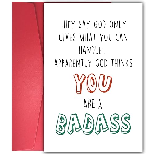 Badass Encouragement Card - Humorous Gift for Cancer Survivors