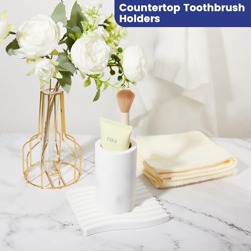Diatomite Toothbrush Holder for Bathroom - Marble White Organizer