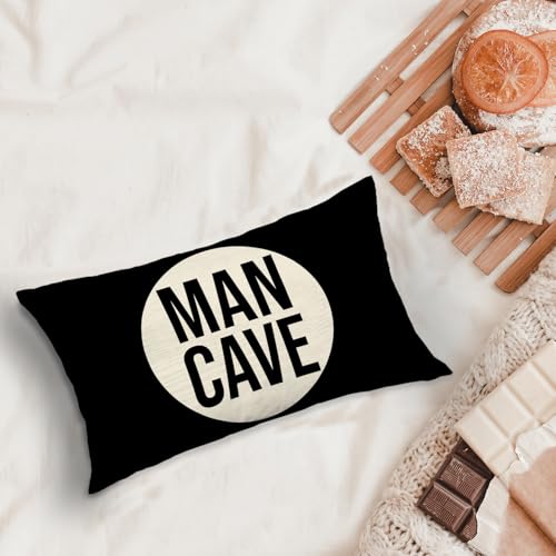 Funny Man Cave Lumbar Pillow Cover - 12x20 inches Polyester