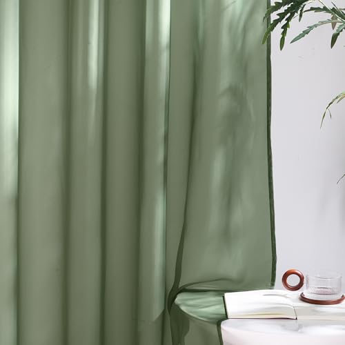 NICETOWN Forest Green Sheer Curtains 54"x84" - 2 Panels
