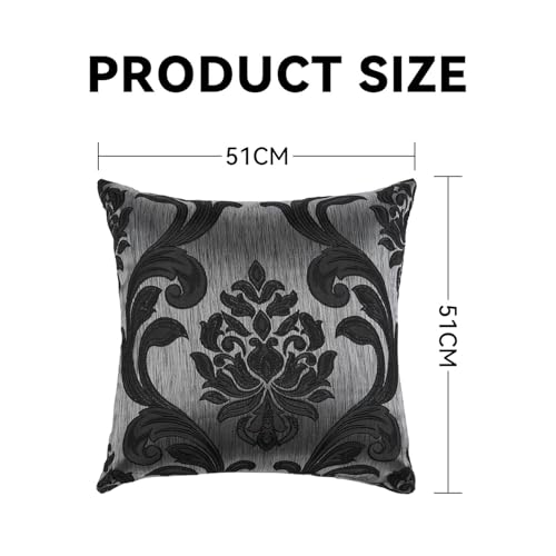 NAPEARL Black Jacquard Throw Pillow Covers, 20x20 Inch Set of 2
