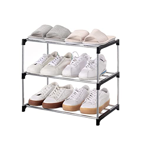 Jucaifu 3-Tier Stackable Shoe Rack - Small Space-Saving Entryway Organizer