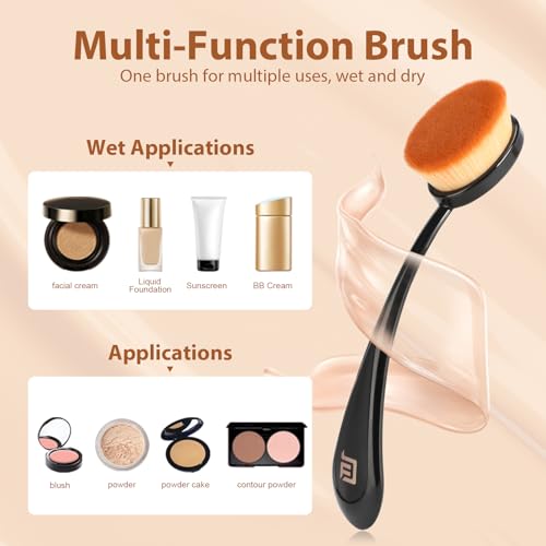 BEAUTYFACTOR Oval Foundation Brush 2 Pack - Ultra-Soft Dense Kabuki Brush