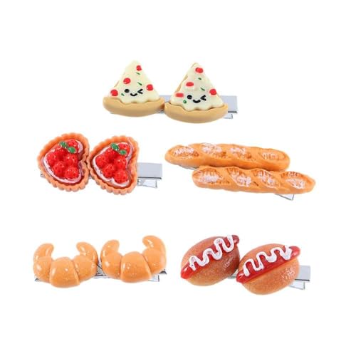 Smiley Pizza Hair Clips 2Pcs - Cute Non-Slip Food Hair Accessories
