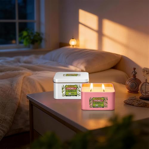 NAMNANI Citronella Scented Soy Candles - 2-Pack, 2-Wick, Indoor & Outdoor