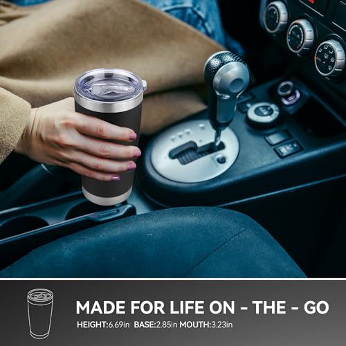 20 oz Stainless Steel Insulated Coffee Tumbler with Lid - Black