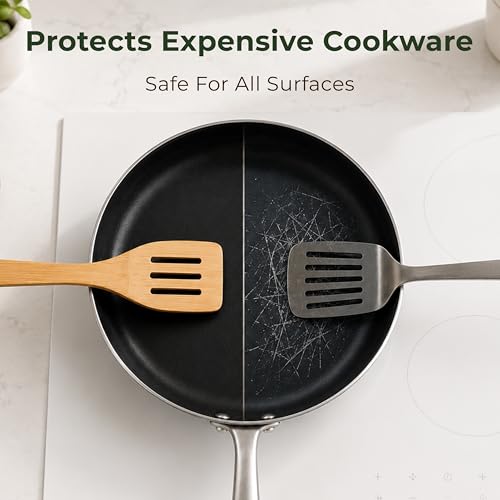 6-Piece Bamboo Cooking Utensils Set – Nonstick Safe Wooden Spoons