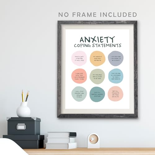 Anxiety Coping Statements Poster | 8x10 Inch Mental Health Art