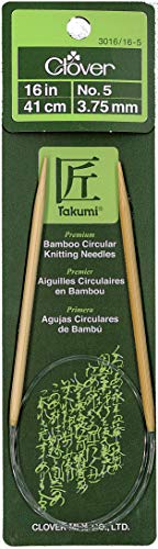 Clover Takumi Bamboo Circular Knitting Needles, 16-Inch, Size 5