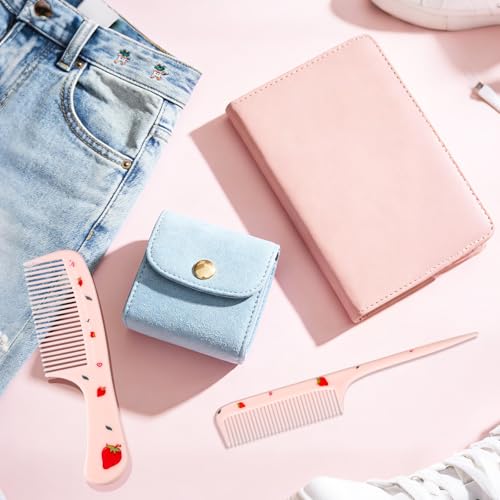 BOXOB Baby Hair Comb Set - Pink Strawberry Mini Fine Tooth & Rat Tail Combs