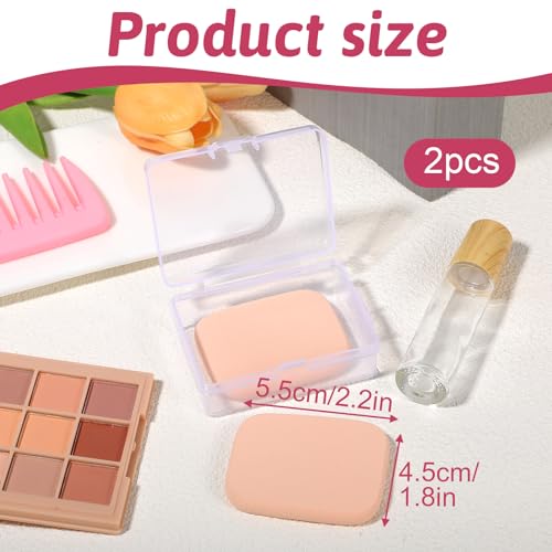 Aeaocvo 2 Pcs Rectangle Makeup Sponges with Case for Flawless Foundation