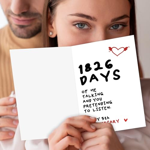 Cute 5 Year Anniversary Card for Him/Her - Romantic Gift