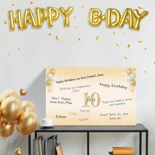 Large 10th Birthday Card - Black Gold 2016 Themed Guest Signature Book