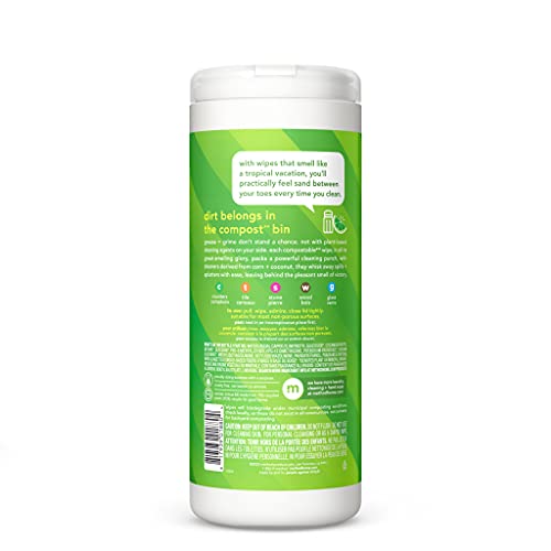 Method All-Purpose Cleaning Wipes, Lime + Sea Salt, 180 Count (Pack of 6)