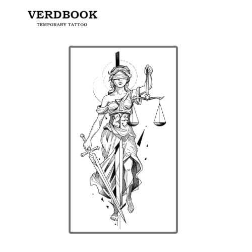 Semi-Permanent Lady Justice Temporary Tattoos - Waterproof 2 Sheets