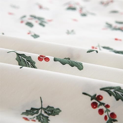 Christmas Holiday Cotton Pillow Shams Set - Farmhouse Holly Berries Pattern 20x26 Inches, Pack of 2 - Pattern 21#