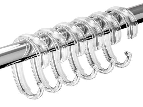 Resze 12PCS Clear C-Shape Shower Curtain Hooks, Smooth Sliding Rings