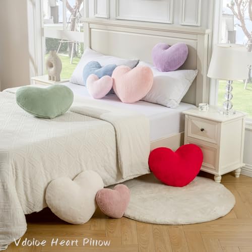 Heart Shaped Pillow - Soft Faux Rabbit Fur, 12.8x9.8in