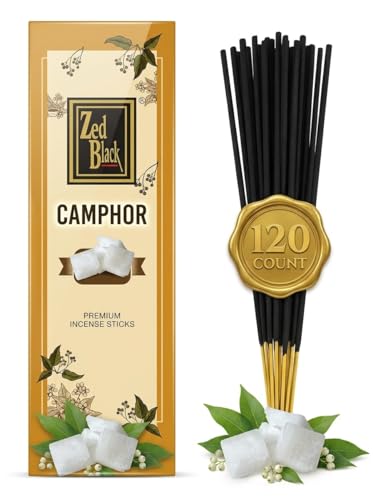 Zed Black Camphor Incense Sticks - 120 Count Aromatherapy & Puja Fragrance