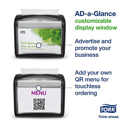 Tork Xpressnap Tabletop Napkin Dispenser Black One-at-a-time Dispensing, Hygienic, Durable Design 1 Pack x 1 Dispenser (6232100)