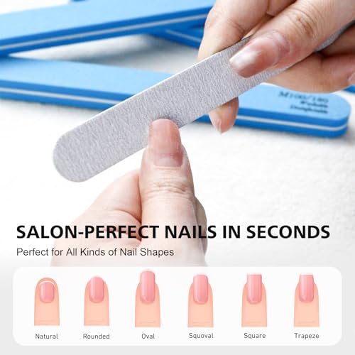 BALUCA Professional Nail Files & Buffers 10-Pack - 100/180 Grit Emery Boards for Acrylic & Natural Nails (Blue)