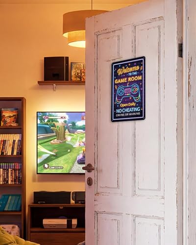 Metal Gaming Room Sign - 8x12 Inch Wall Decor for Gamers