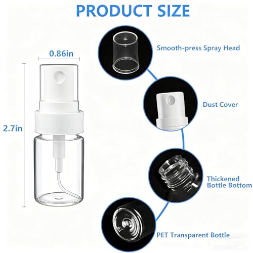 Refillable Mini Perfume Travel Bottles 6-Pack 5ml Fine Mist Atomizers