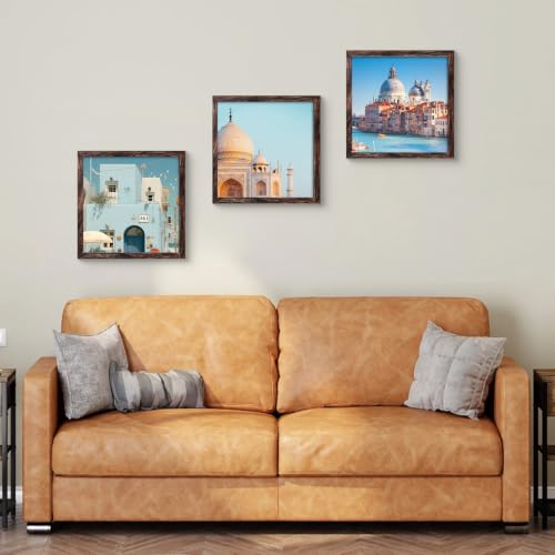 12x12 Picture Frame in Brown - Rustic Engineered Wood for Diamond Art