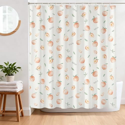 Peach Shower Curtain - Cute 72x72 Inch Waterproof Polyester