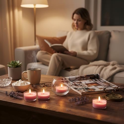 Lavender Eucalyptus Scented Tea Lights Candles 12 Pack - Natural Aromatherapy