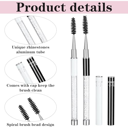 Ocapind 4 Pcs Reusable Spoolie Mascara Wands with Cap Portable Eyelash Brush