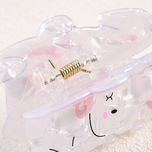 JUNCHAO Easter Bunny Hair Claw Clip with Pink Bow & Rhinestones