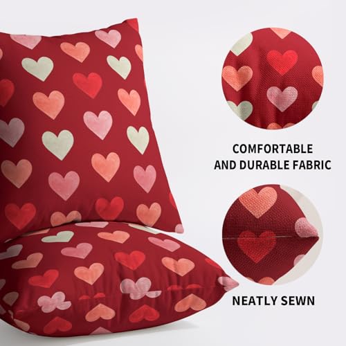 Sivirary Valentine's Day Throw Pillow Covers, 18x18, Set of 2, Dark Red