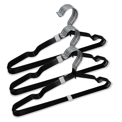 Heavy Duty Stainless Steel Rubber Hangers 12-Pack - Non-Slip, Space-Saving Design