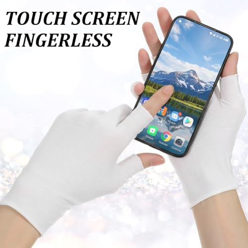 ADLABLD 4 Pairs Fingerless Cotton Moisturizing Gloves for Dry Hands Eczema