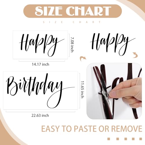Happy Birthday Wall Decal Sticker for Balloon Arch Backdrop, Black