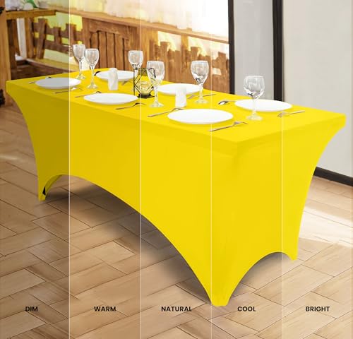 Utopia Kitchen 6ft Spandex Table Cloth - 2 Pack, Fitted Yellow Stretch Cover