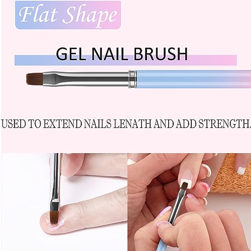 JASSINS 3Pcs Nail Art Clean Up Brushes Set with Caps, Gradient Alloy Handle