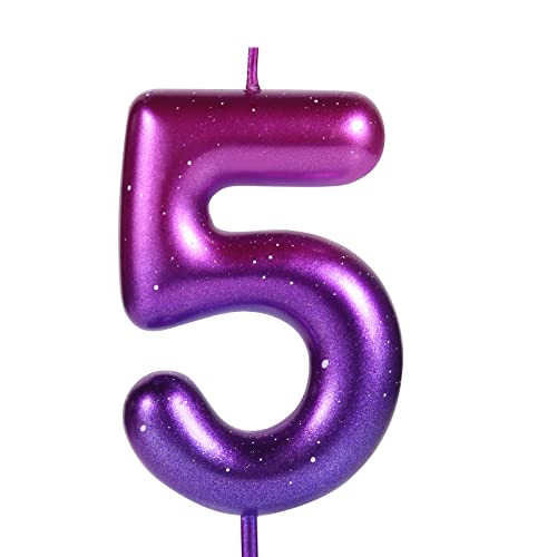 Purple and Blue Galaxy Number Candle - 2.36 Inch Birthday Cake Topper
