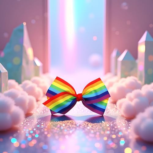 SelHeng 3-Pack 4-Inch Rainbow Hair Bow Clips for Women and Girls